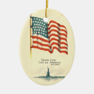 Gott sei Dank bin ich ein amerikanischer Flaggen-S Keramikornament