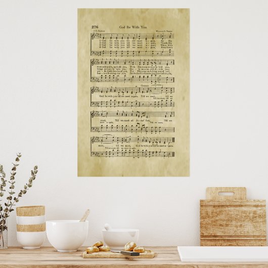 Gott sei mit dir Gospel Sheet Music Poster (Küche)