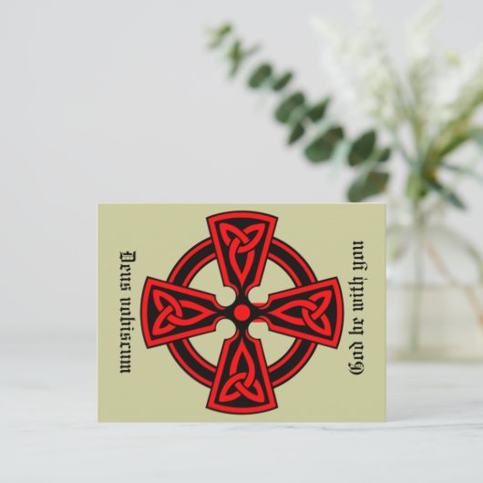 Gott sei mit dir Latein Celtic Cross Postcard Postkarte (Stehend Vorderseite)