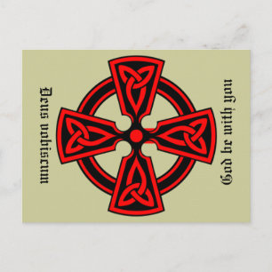 Gott sei mit dir Latein Celtic Cross Postcard Postkarte