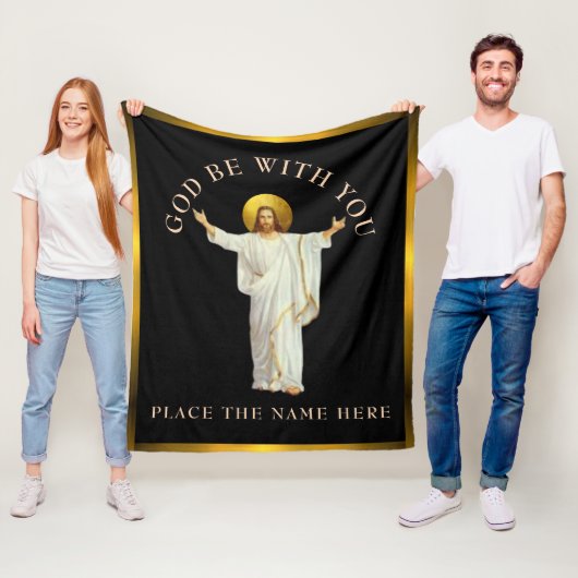 "GOTT SEIN MIT EUCH" Personalisiertes Geschenk trö Fleecedecke (Beispiel)