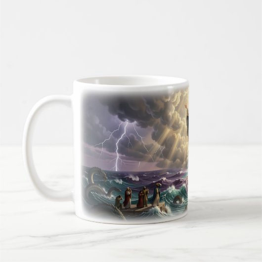 Gott sieht dich Poster göttlicher Schutz Kaffeetasse (Links)