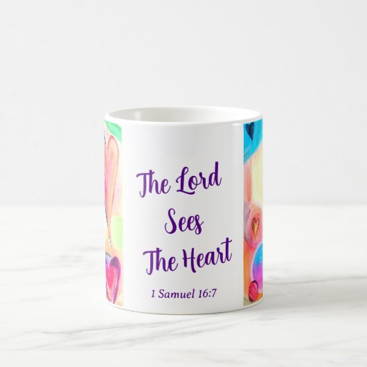 Gott sieht die Herz-Tasse Kaffeetasse (Mittel)
