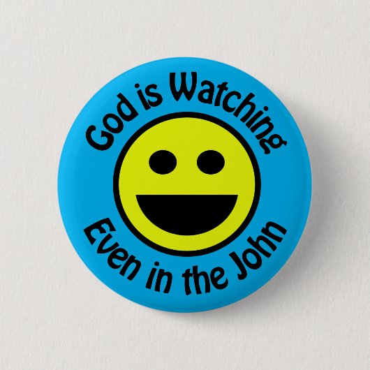 Gott sieht sich klassische Rundkleber an Button (Vorderseite)