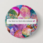 Gott stellt die christliche Glaubens-Diskokugel wi Button (Vorderseite)