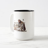 Gott umgeben von Whippet Zweifarbige Tasse (Vorderseite Links)