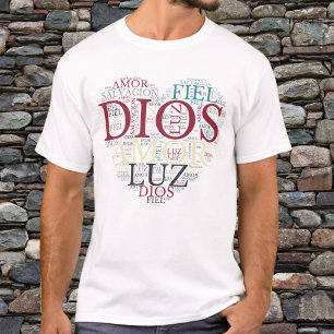 Gott und Glaube Herz Männer christlich Spanisch T-Shirt