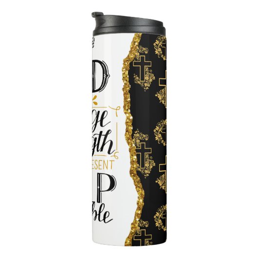 Gott unsere Zuflucht Stärke und je ein Problem Thermosbecher (Nach rechts gedreht)