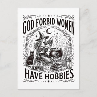 Gott verbiete Frauen Hobbys zu haben Feministische Postkarte