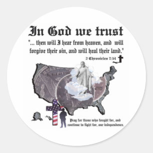 GOTT VERTRAUEN WIR - 2 Chroniken 7:14 Runder Aufkleber