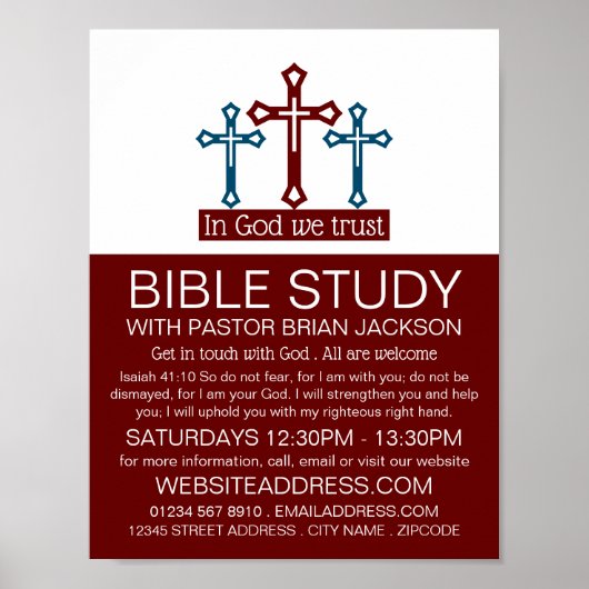 Gott vertrauen wir, Crucifix, Christliche Bibelkla Poster (Vorne)