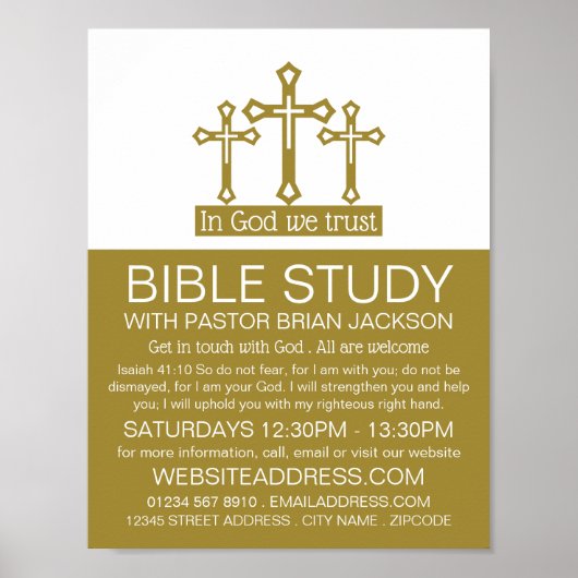 Gott vertrauen wir, Crucifix, Christliche Bibelkla Poster (Vorne)