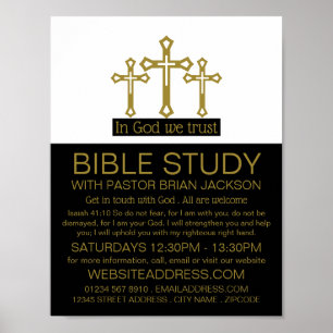 Gott vertrauen wir, Crucifix, Christliche Bibelkla Poster