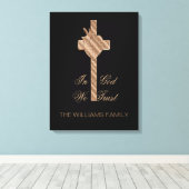 Gott vertrauen wir dem Christlichen Herzkreuz Leinwanddruck (Insitu (Holzboden))