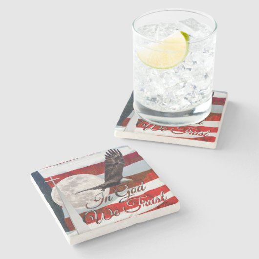 Gott vertrauen wir Stone Untersetzer (Seitenansicht)