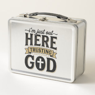 Gott vertrauendes christliches Zitat Vintage T-Shi Metall Brotdose