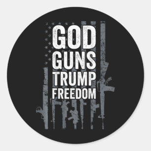 Gott Waffen Trump Freiheit - Lustige Pro-Waffe USA Runder Aufkleber