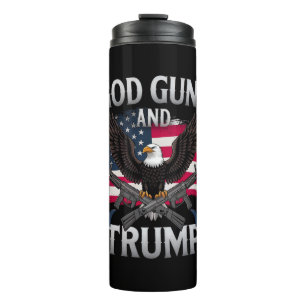 Gott Waffen Und Trump Adler Amerikanische Flagge V Thermosbecher