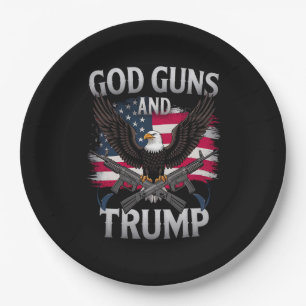 Gott Waffen Und Trump Adler Amerikanische Vintage- Pappteller