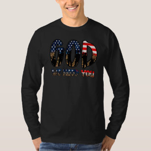 Gott, wir brauchen Amerika Flagge Christlichen Mil T-Shirt