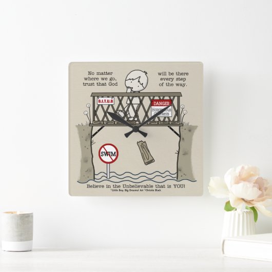 Gott wird da sein quadratische wanduhr (Zuhause)