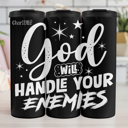 Gott wird mit deinen Feinden umgehen Thermosbecher