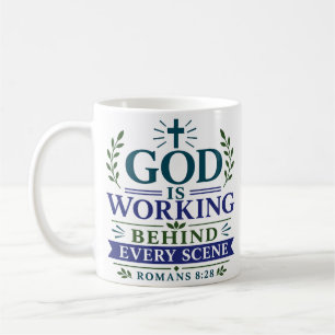 Gott wirkt hinter jeder Szene Motivationszitat Kaffeetasse