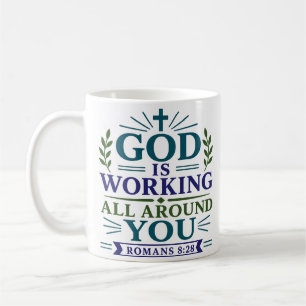Gott wirkt überall um dich herum Inspirationszitat Kaffeetasse