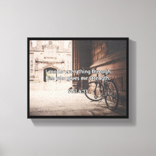 Gott-Zitate: Phil-4:13 -- "Gott gibt Stärke " Leinwanddruck