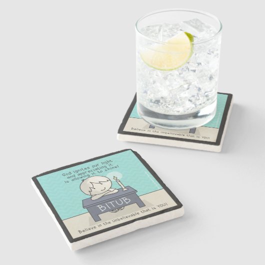 Gott zündet unser Licht Steinuntersetzer (Seitenansicht)