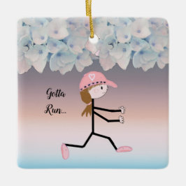 Gotta Run Female Running Floral Keramik Ornament