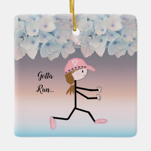 Gotta Run Female Running Floral Keramik Ornament (Vorderseite)