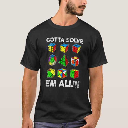 Gotta Solve Em All Speed Cubing konkurrenzfähiges T-Shirt (Vorderseite)