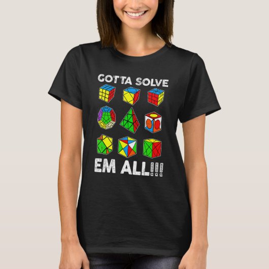 Gotta Solve Em All Speed Cubing konkurrenzfähiges T-Shirt (Vorderseite)