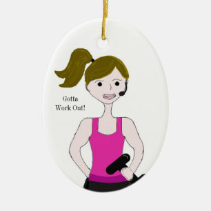 Gotta Work Out Female Brown Hair Weibchen Gewichth Keramik Ornament