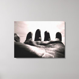 Götter reichten Hand durch Heilhandschuh schwarz & Leinwanddruck