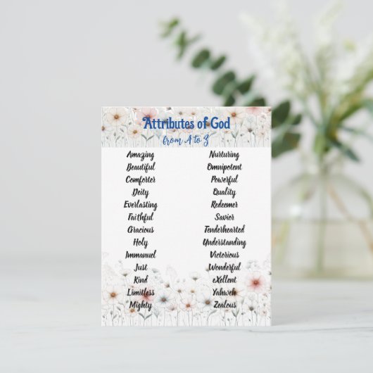Gottes Attribute Alphabet Floral Anpassbare Karte (Stehend Vorderseite)
