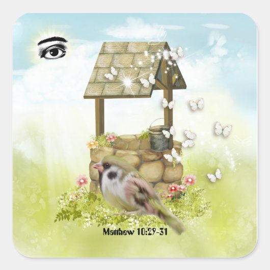 Gottes Auge ist auf den Sparrow-Aufklebern Quadratischer Aufkleber (Vorderseite)