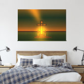 Gottes Aura-Licht über dem Kreuz Christi Leinwanddruck (Insitu (Schlafzimmer))