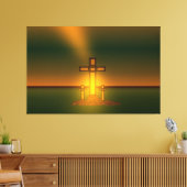 Gottes Aura-Licht über dem Kreuz Christi Leinwanddruck (Insitu (Wohnzimmer))