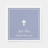 Gottes Bless Cross Boy Taufe Serviette (Vorderseite)