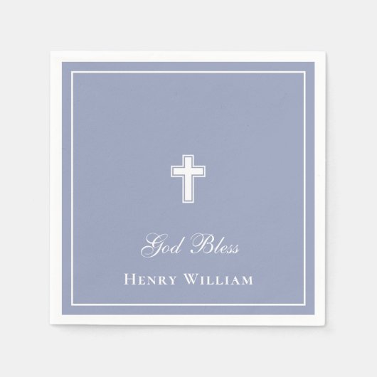 Gottes Bless Cross Boy Taufe Serviette (Vorderseite)