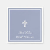 Gottes Bless Cross Boy Taufe Serviette (Vorderseite)