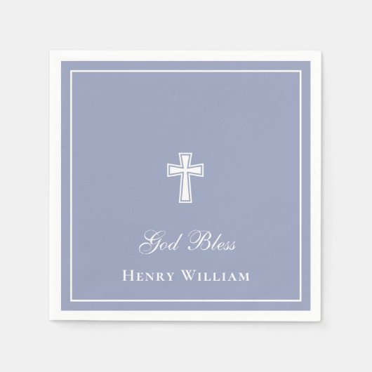 Gottes Bless Cross Boy Taufe Serviette (Vorderseite)