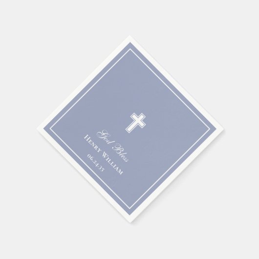Gottes Bless Cross Boy Taufe Serviette (Ecke)