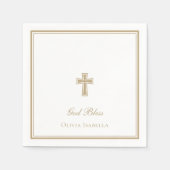 Gottes Bless Gold Cross Girl Taufe Serviette (Vorderseite)
