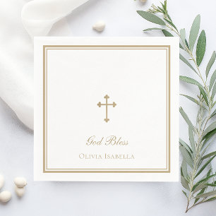 Gottes Bless Gold Cross Girl Taufe Serviette