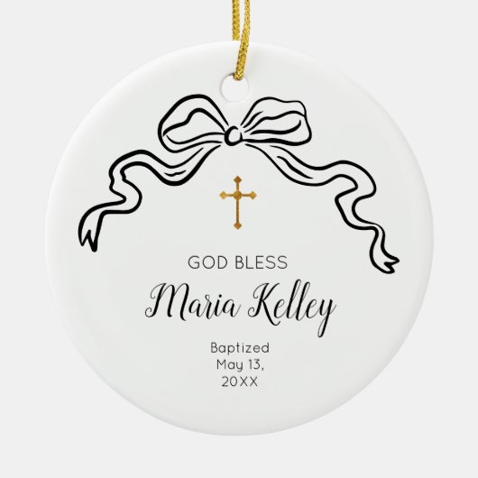 Gottes Bless Taufe Christliches Minimalistisches G Keramik Ornament (Vorne)