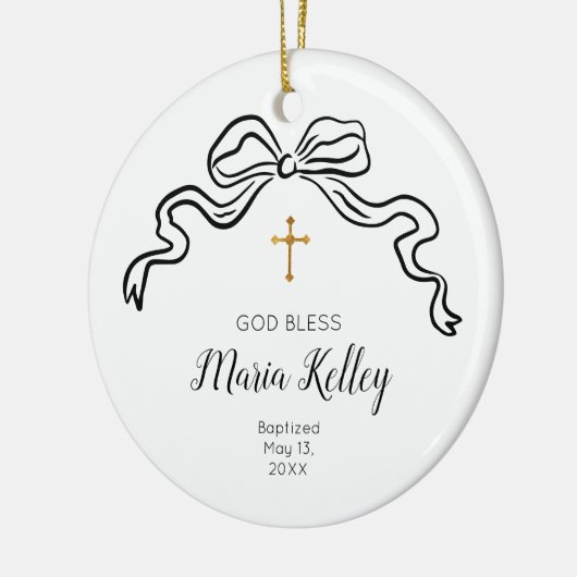 Gottes Bless Taufe Christliches Minimalistisches G Keramik Ornament (Links)