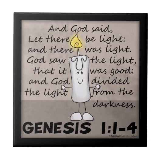 Gottes erschaffenes Licht-Genesis-Candlestick-Zeic Fliese (Vorderseite)